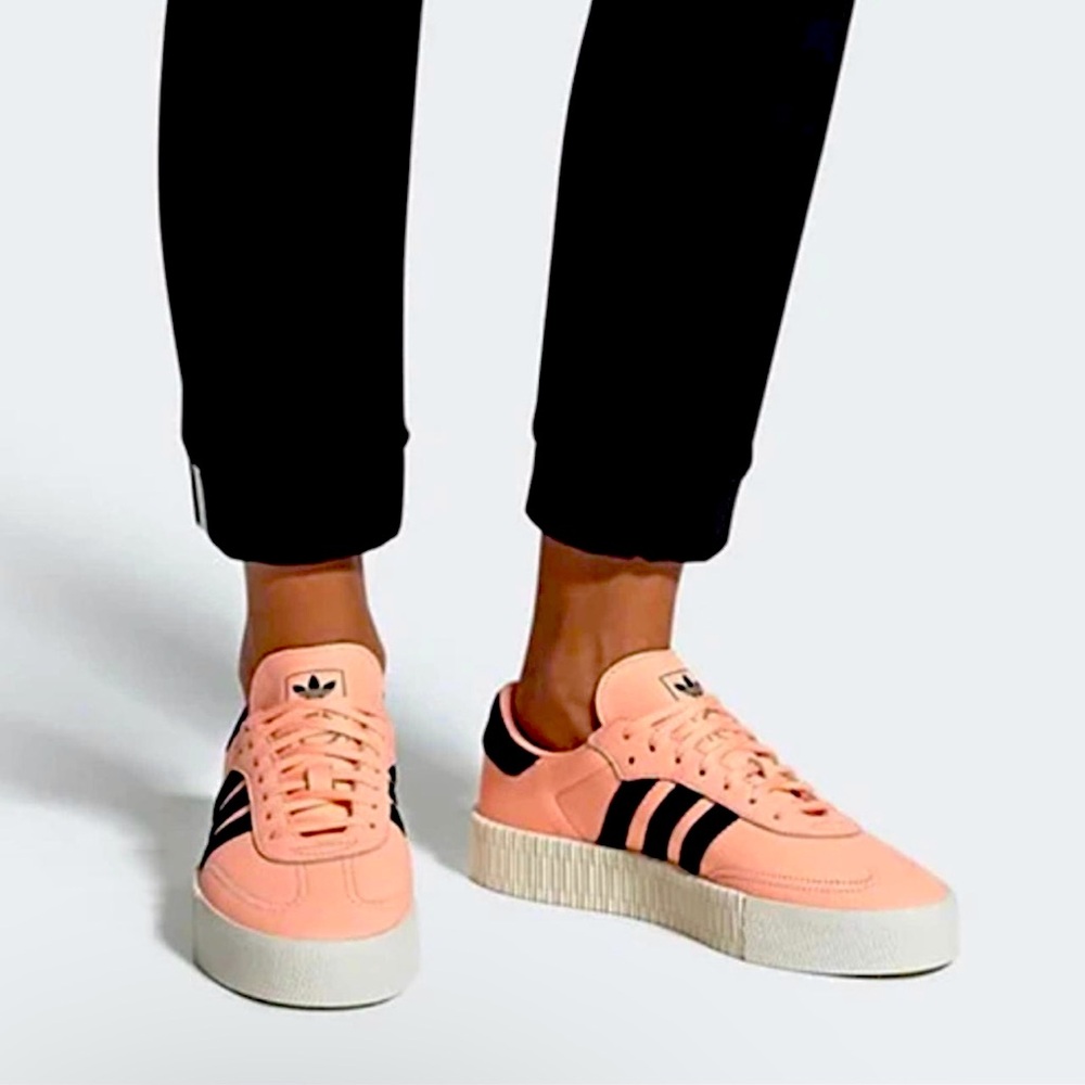 Adidas Sambarose Platform W9, M7.5 Clear Orange Leather- RARE!